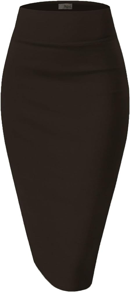 Hybrid & Company Women's Premium Nylon Ponte Stretch High Waist Pencil Suit Skirt Below Knee | Amazon (US)