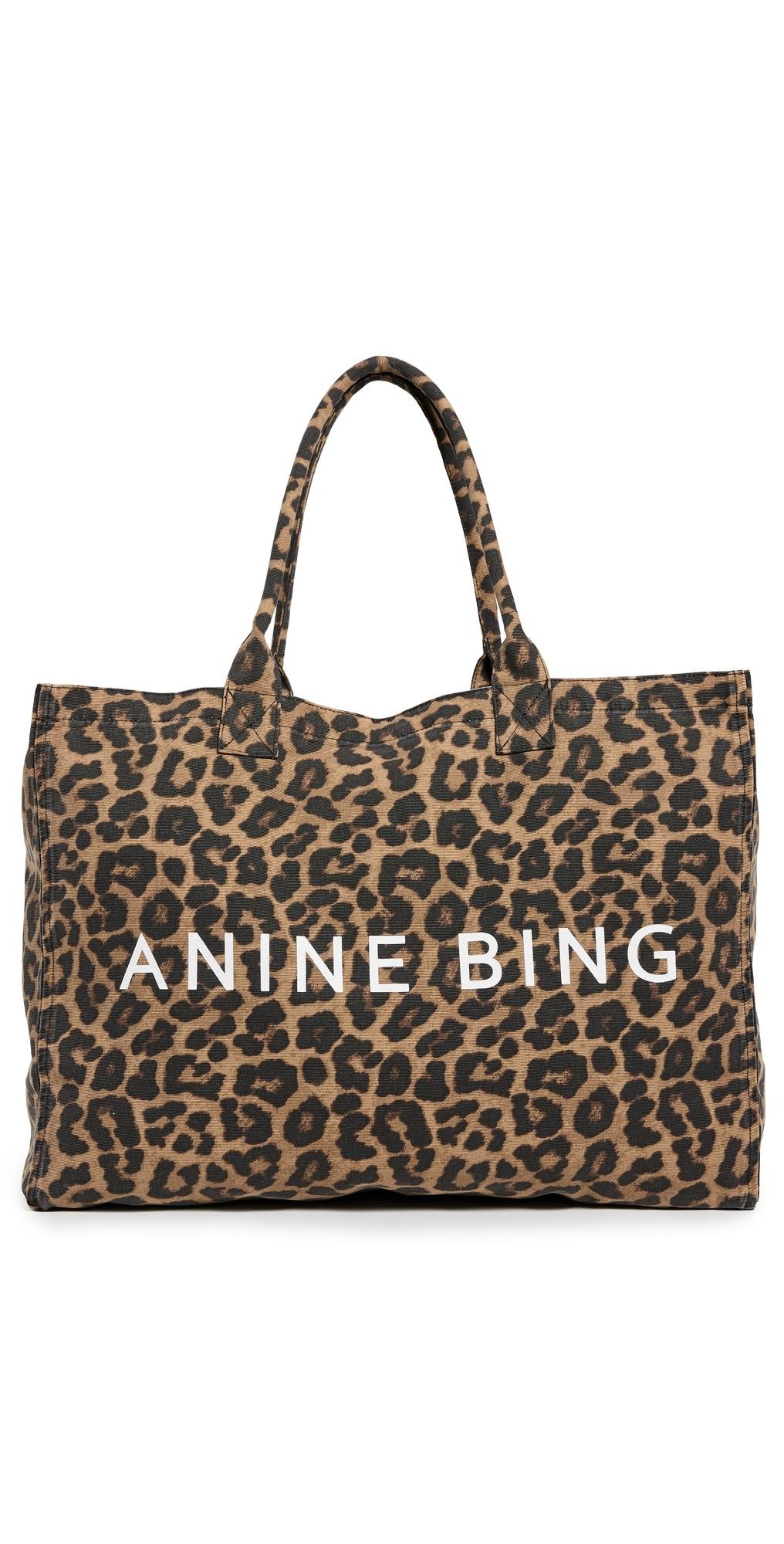 ANINE BING Leo Canvas Tote Black and Brown Leopard One Size | Shopbop