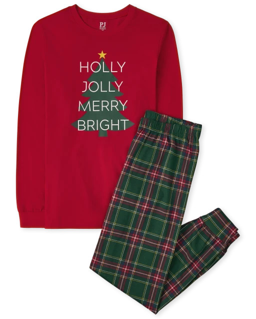Unisex Adult Matching Family Christmas Long Sleeve 'Holly Jolly Merry Bright' Cotton Pajamas | Th... | The Children's Place