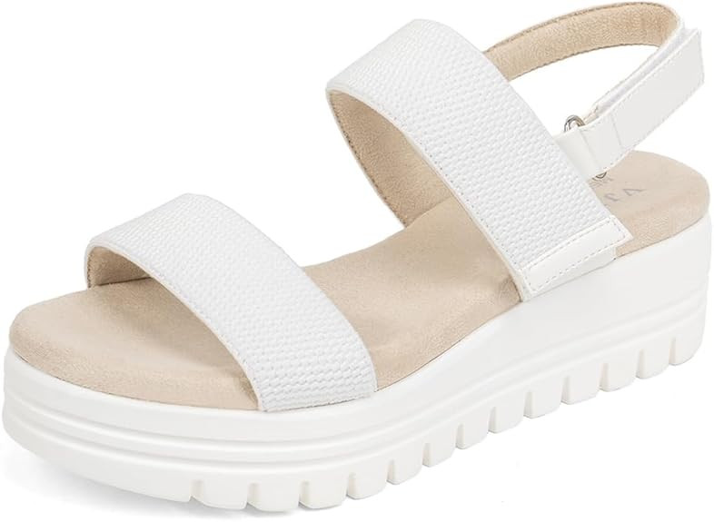VJH confort Women's Wedge Sandals, Open Toe Ankle Strap Casual Platform Sandals | Amazon (US)