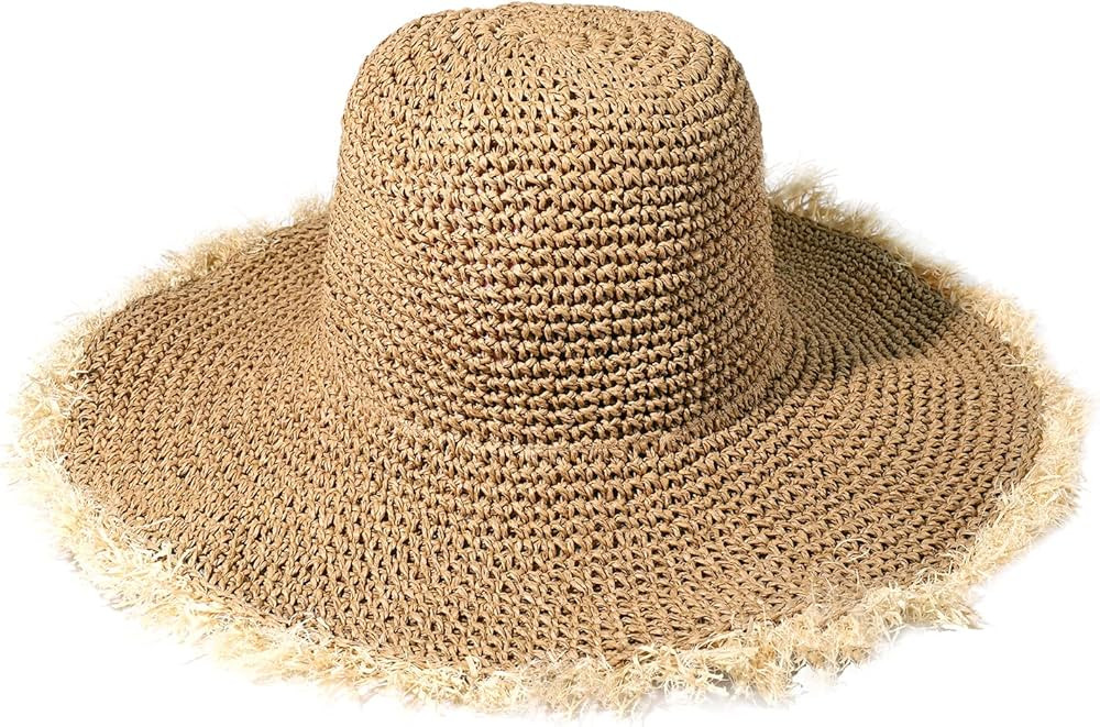 XOCARTIGE Sun Hats Women Straw Hats Wide Brim Summer Beach Hats Foldable Fringed Floppy Fedora Ha... | Amazon (US)