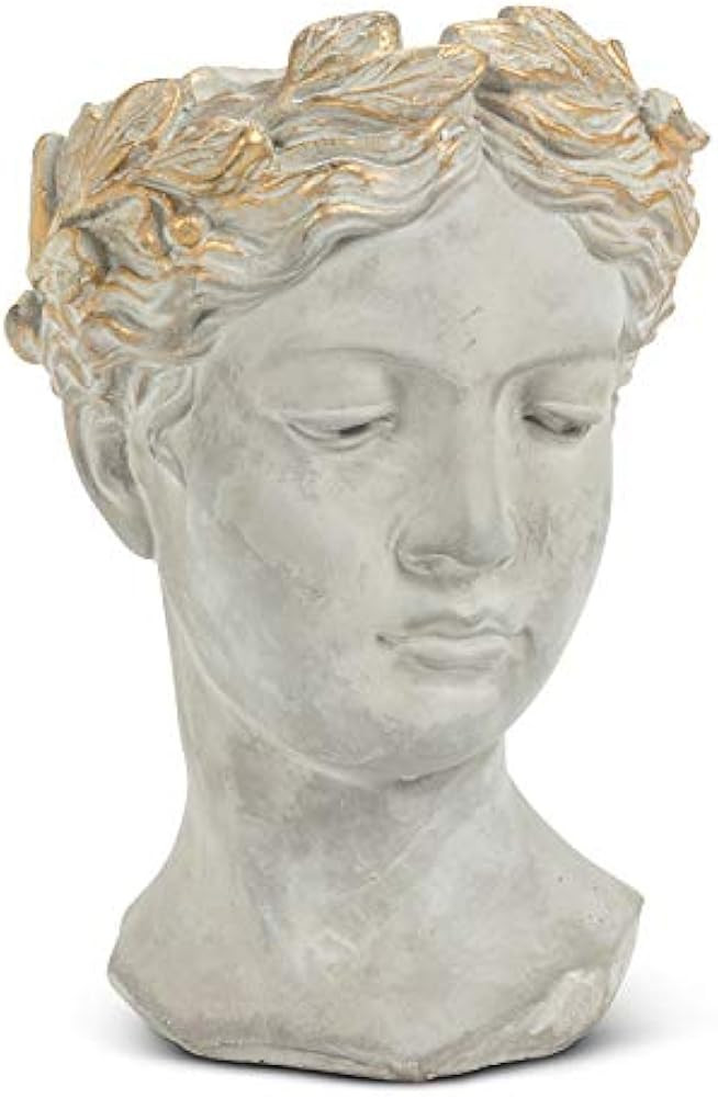 Abbott Collection 27-APHRODITE-535-LG Large Woman Head Planter, Grey/Gold | Amazon (US)