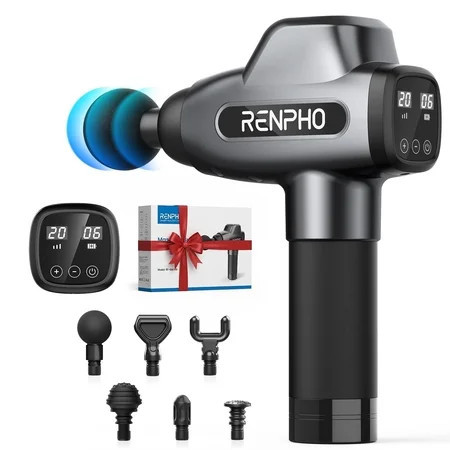 RENPHO Body Massager Muscle Massage Gun for Pain Relief Deep Tissue with 6 Massage Heads, FSA HSA Eligible, Mothers Day Gifts for Women Mom, Black | Walmart (US)
