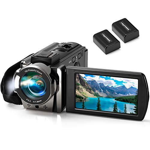 kimire Video Camera Camcorder Digital Camera Recorder Full HD 1080P 15FPS 24MP 3.0 Inch 270 Degree Rotation LCD 16X Digital Zoom Camcorder Camera with 2 Batteries(Black) | Amazon (US)