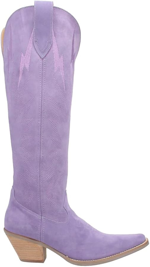 Dingo Womens Thunder Road Embroidered Snip Toe Casual Boots Knee High Mid Heel 2-3" - Black | Amazon (US)