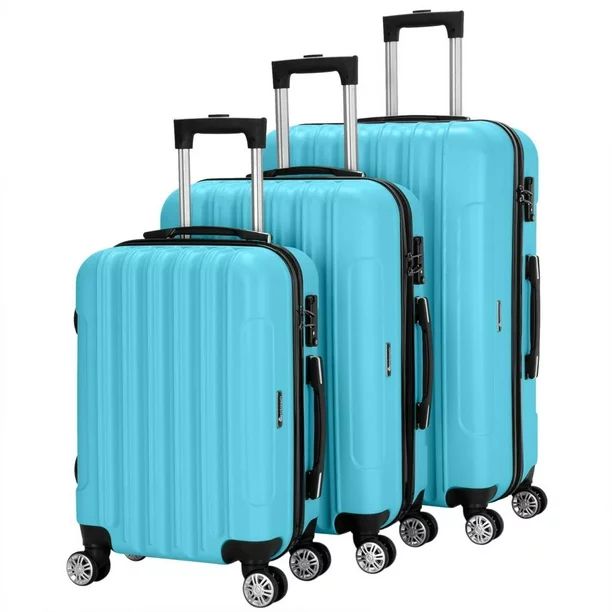 Zimtown 3PCS Luggage Travel Set Bag ABS Trolley Hard Shell Suitcase w/TSA lock | Walmart (US)
