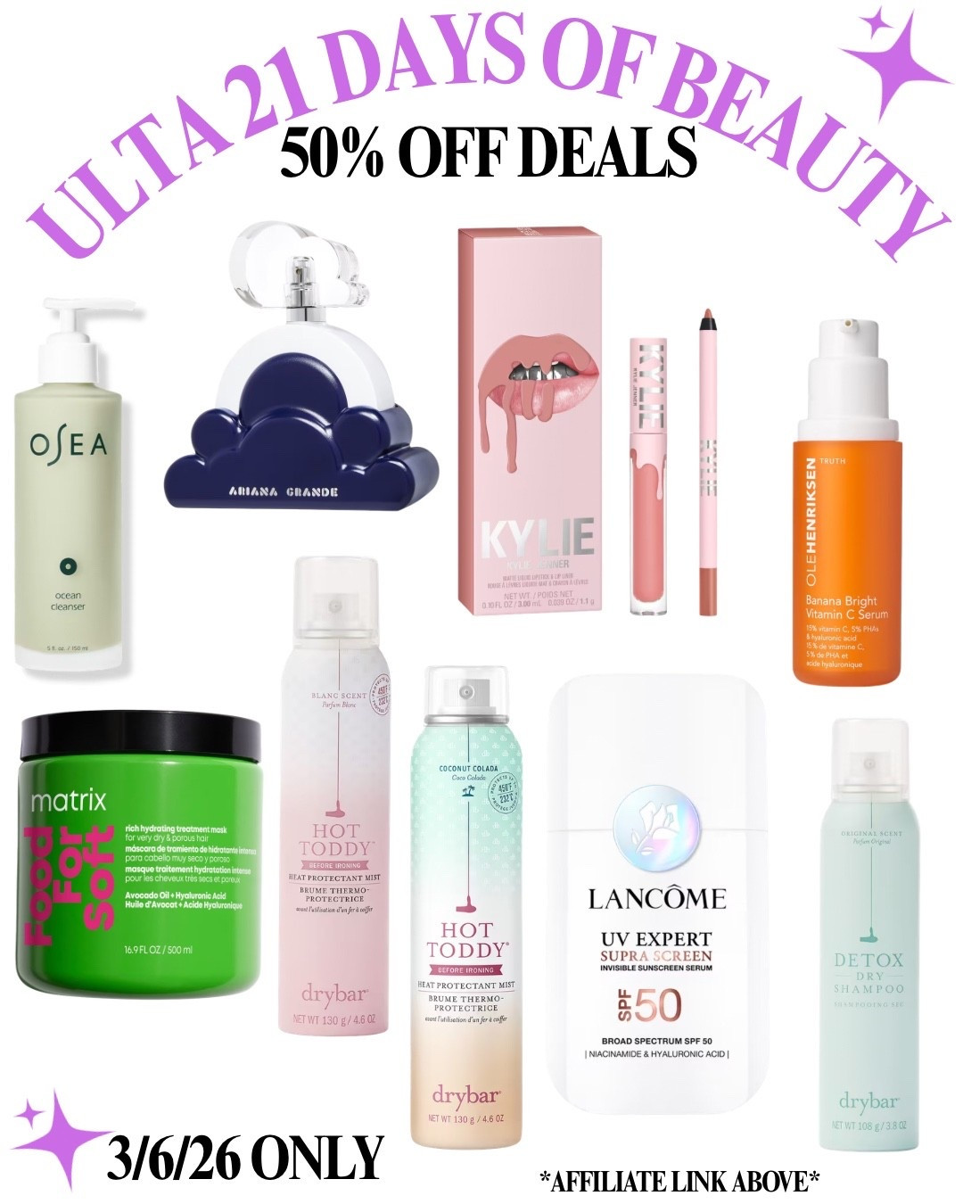Ulta 21 days of Beauty sale! 50% off deals  

#LTKSpringSale #LTKBeauty #LTKSaleAlert