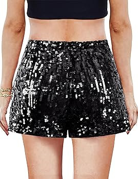 MANER Women's Sequin Shorts Sparkly Stretchy Night Out Party High Waisted Shorts | Amazon (US)