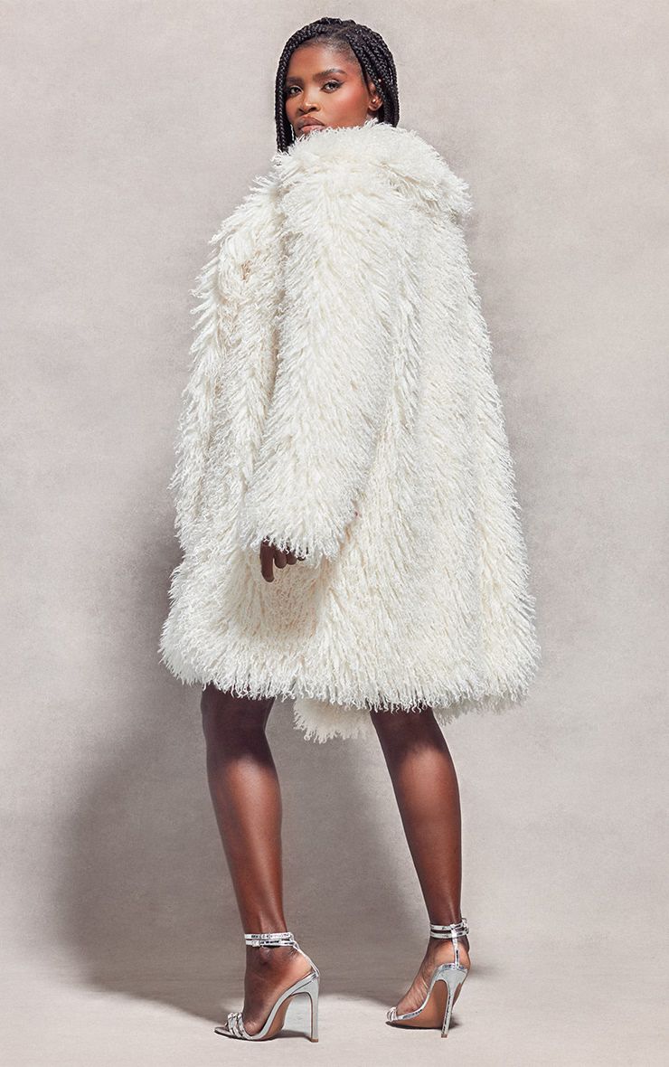 White Faux Fur Oversized Coat | PrettyLittleThing US