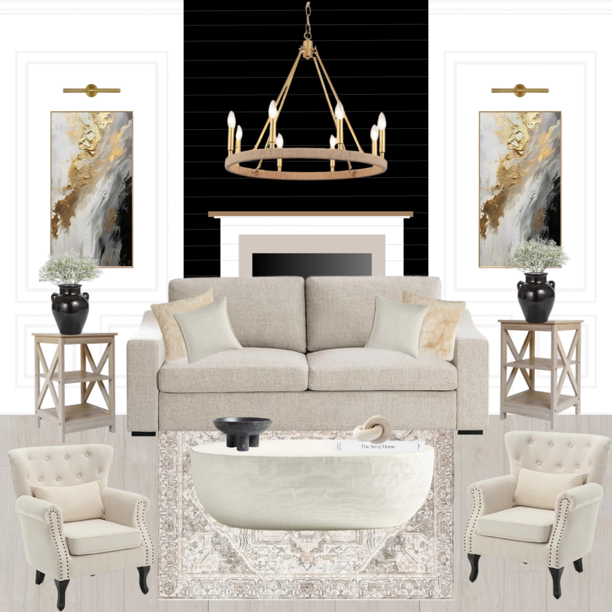 Amazon Home + Crate and Barrel for the finishing touches. 
Your traditional living room dreams are possible with these cozy creams, black and gold touches. 

#LTKhome #LTKfindsunder100 #LTKMostLoved