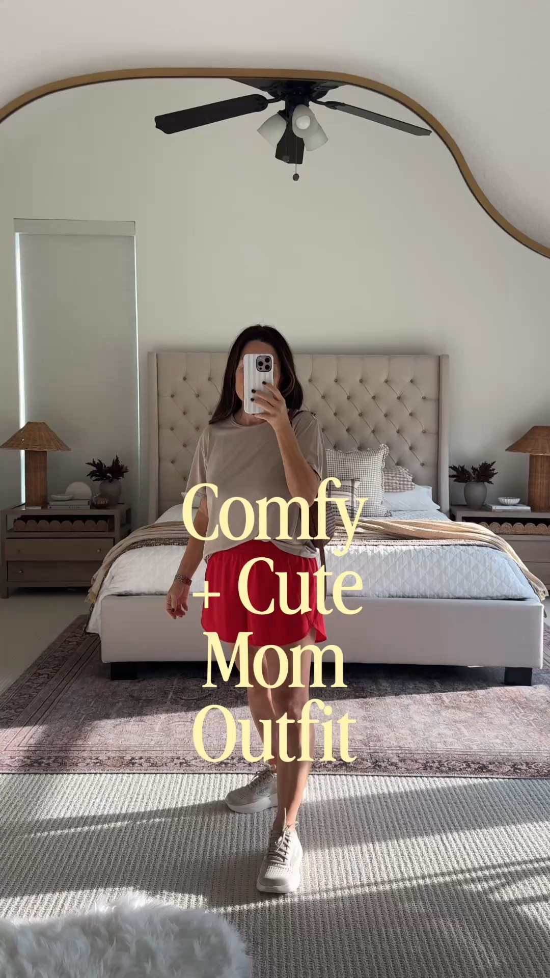 An easy mom outfit that’s comfortable enough for school drop off, errands, coffee runs and everything in between. These comfy red athletic shorts paired with an oversized neutral tee and everyday sneakers make such an easy casual athleisure outfit for busy days. I love this combination for a comfortable mom outfit, weekend outfit, casual fall transition outfit or everyday outfit when you want to look put together without trying too hard. Fall outfits for women over 50. Red + khaki outfit. Comfy sneakers. Save and subscribe. Linking the full outfit and similar affordable fashion finds! Outfits runs TTS.

#LTKootd #LTKOver40 #LTKActive