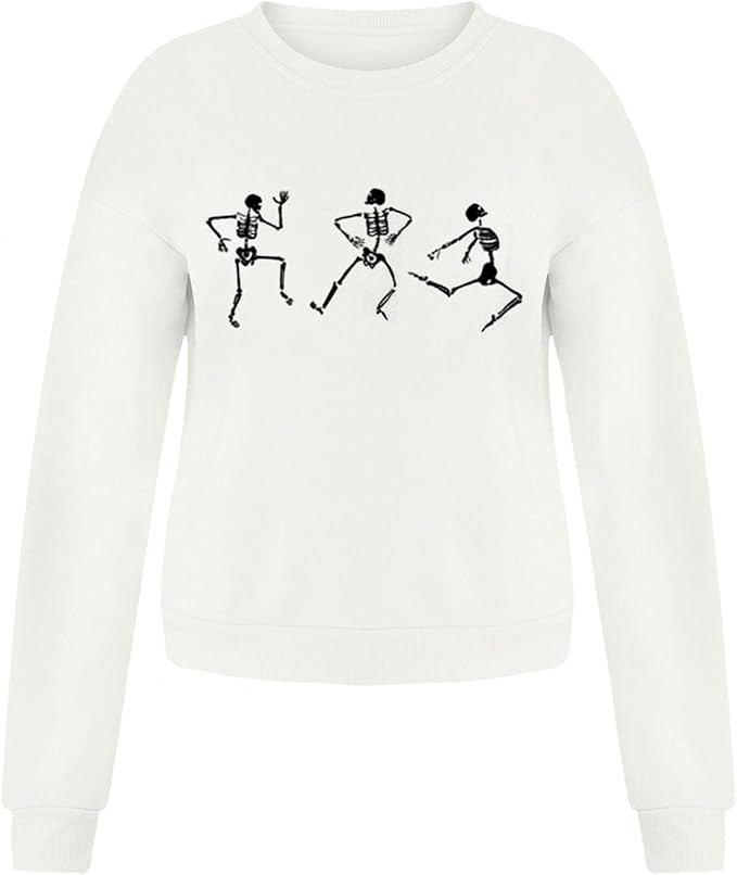 Willisos Halloween Sweatshirt for Women Oversized Graphic Novelty Vintage Dance Skeleton Crewneck... | Amazon (US)