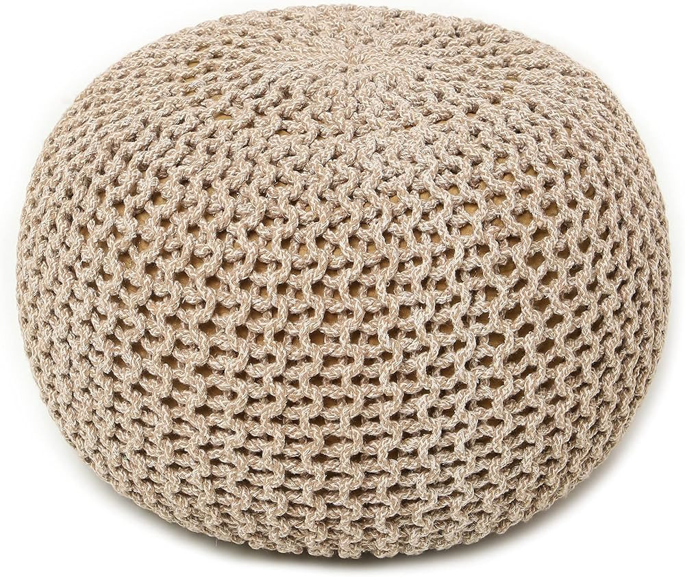 REDEARTH Round Pouf Ottoman - Hand Knitted Cable Boho Poof Home Décor Pouffe Circular Footrest f... | Amazon (US)