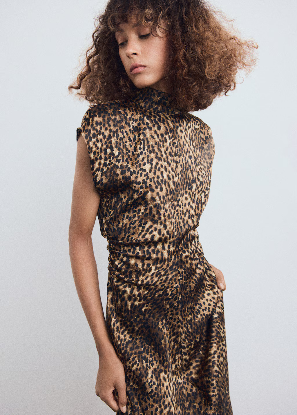 Leopard-print satin dress - Women | MANGO USA | Mango (US/MX/AU)