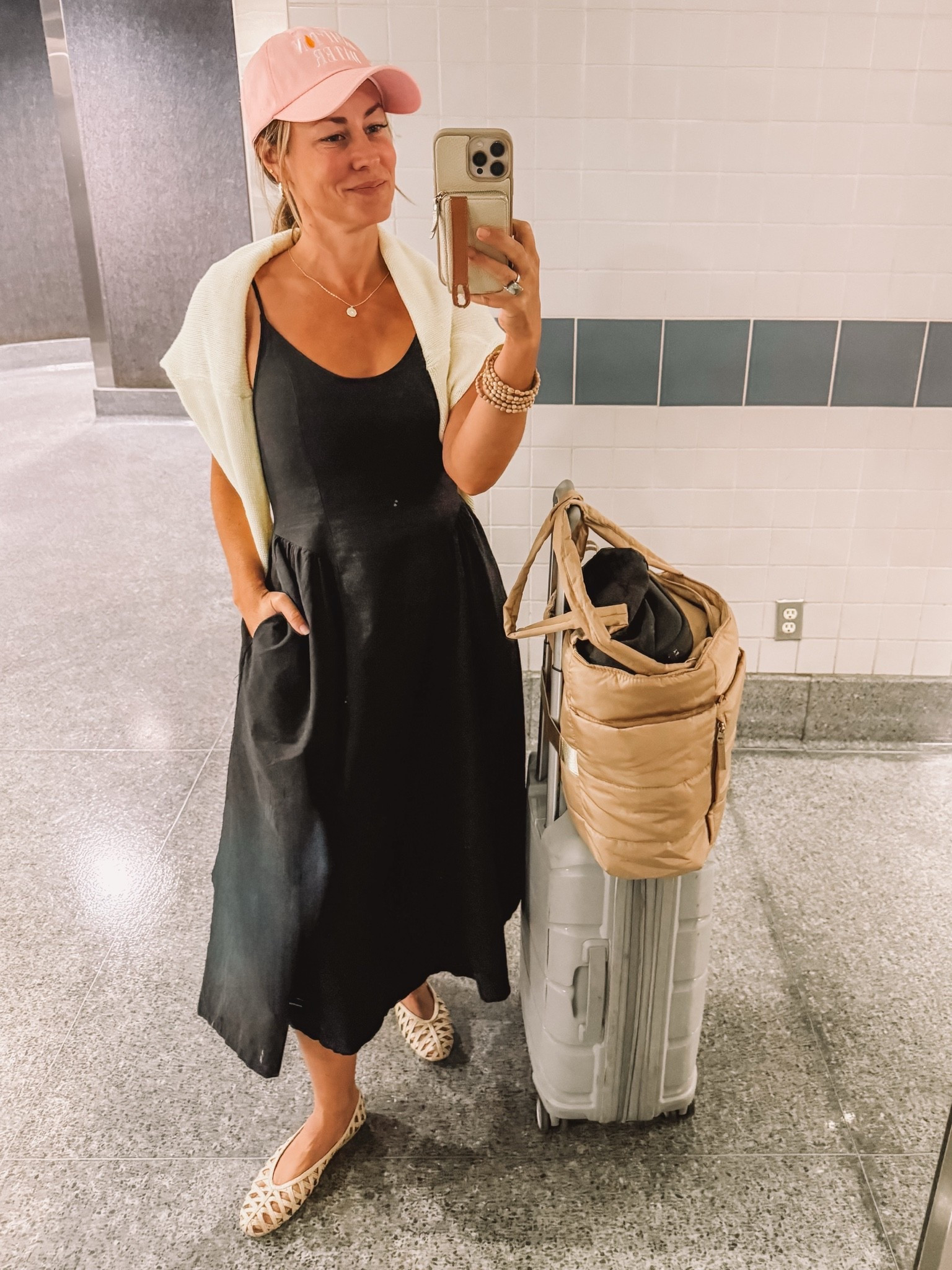 Comfy, cute, casual and non-rev approved! 
I ALWAYS plan for hot and cold temps on the airplane so I’m comfortable the whole flight. The super flattering dress has pockets.

#LTKmomlife #LTKTravel #LTKOver40