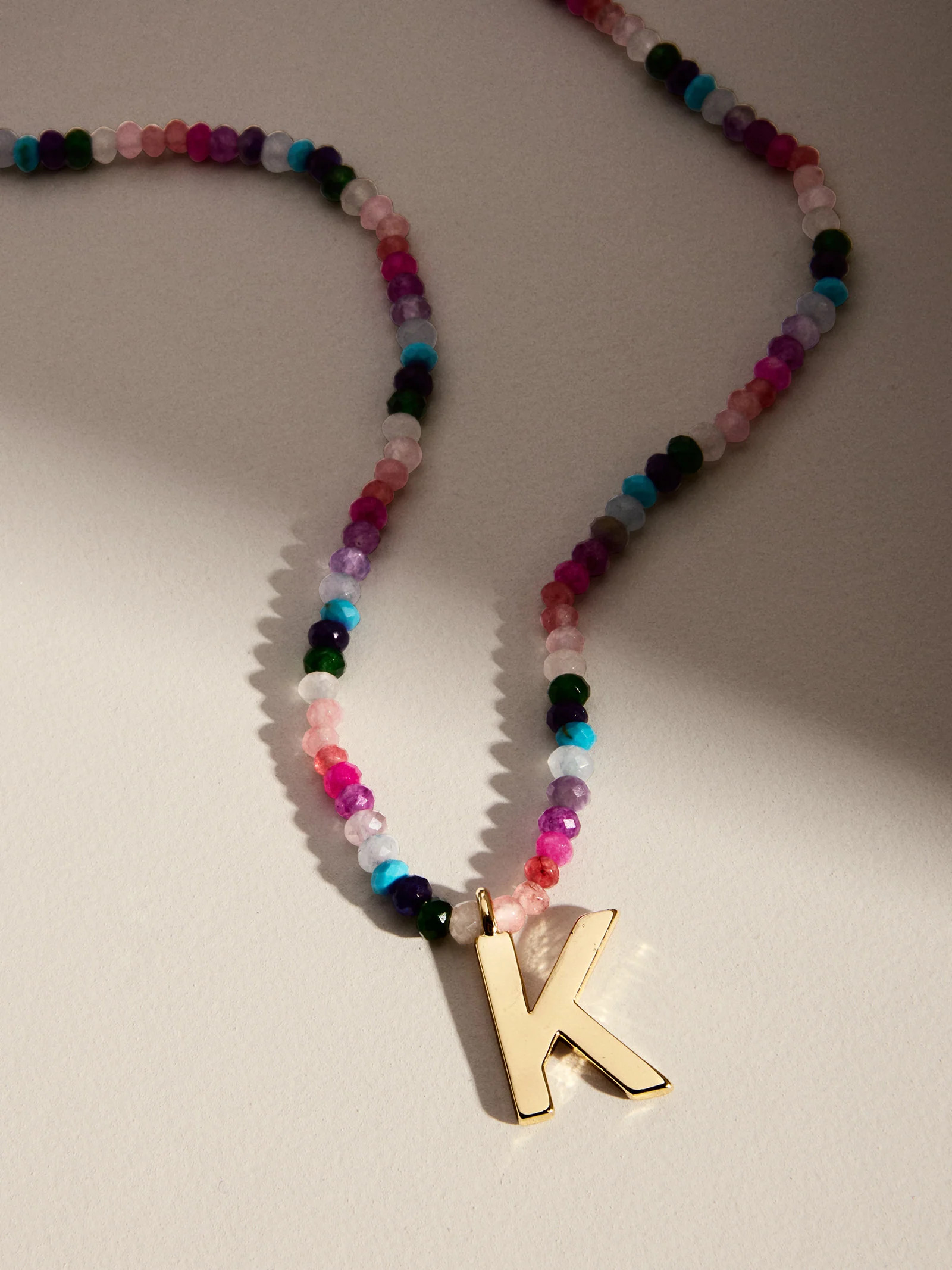 Semi-Precious Block Initial Necklace - Dark Multi | BaubleBar