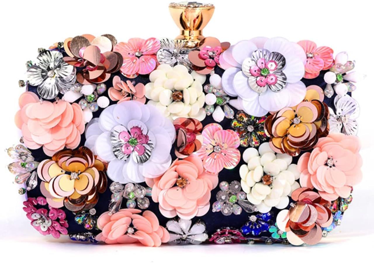 Women Clutches Flower Evening Handbag Chain Strap Shoulder Bag handbag Wedding bag purse | Amazon (US)