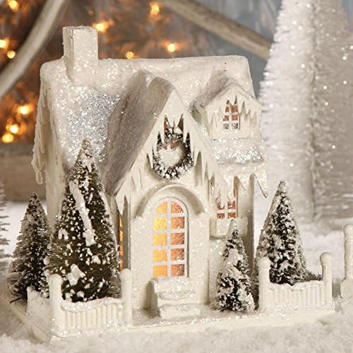 Bethany Lowe Christmas Village Large White Ivory House Cottage Single Roof | Amazon (US)