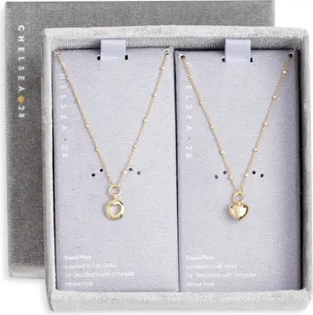 Set of Two Demi Fine Mommy & Me Puffed Heart Pendant Necklaces | Nordstrom