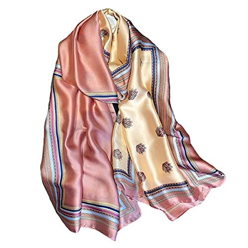 Fashion Scarves 100% Satin Silk Scarf Long Lightweight Sunscreen Shawls Wraps for Women Hair Scarves (Pink) | Amazon (US)
