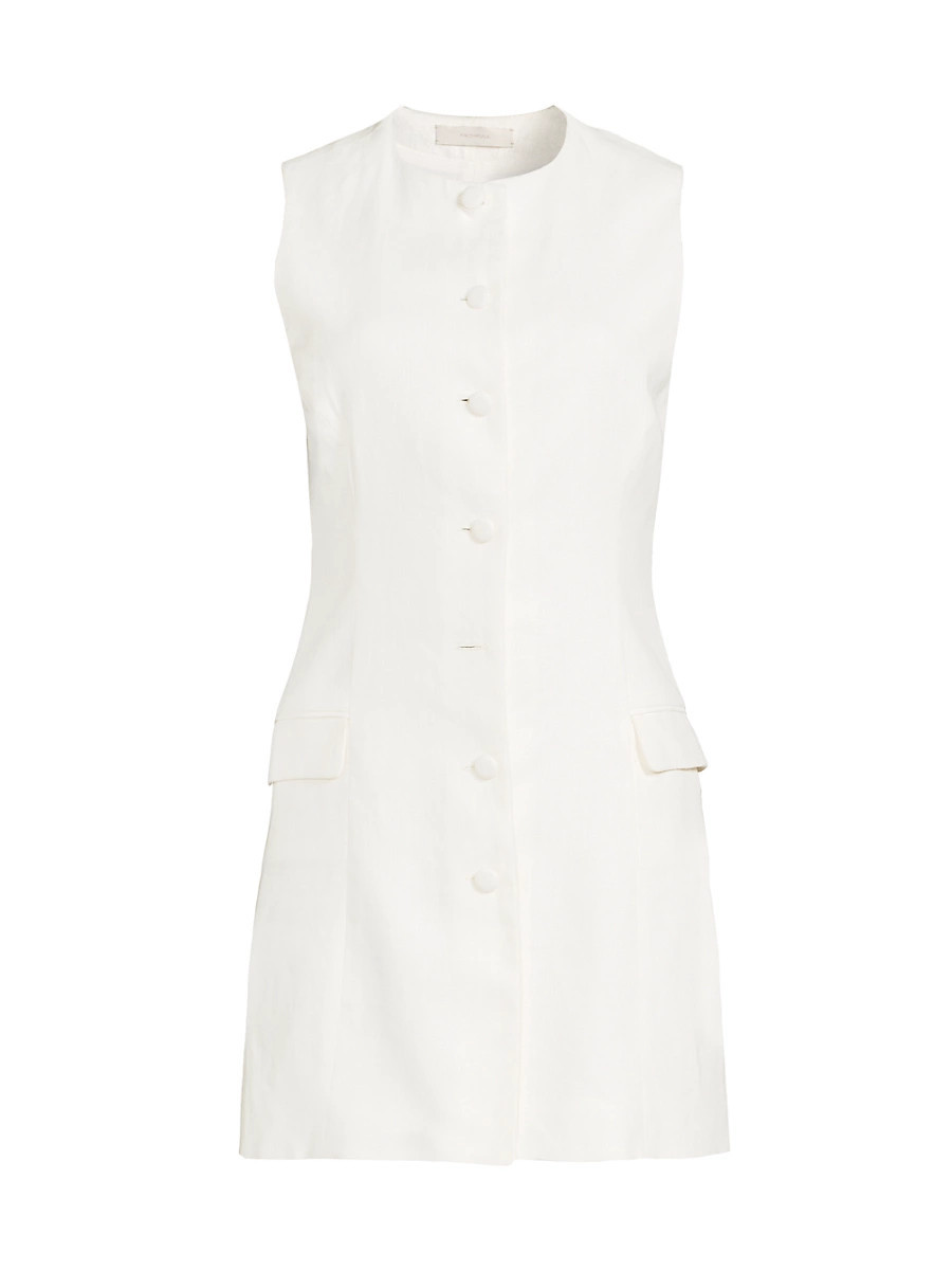 Women's Jane Button-Front Linen Minidress - White - Size XS | Saks Fifth Avenue