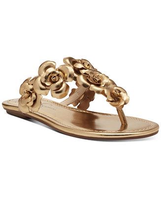 Jessica Simpson Women's Ginima Floral Detail Slip-On Flat Sandals & Reviews - Sandals - Shoes - M... | Macys (US)