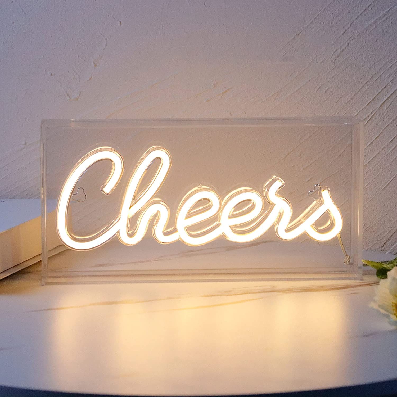 Cheers Sign Neon Signs USB LED Sign Desk Lightbox Cheers Neon Bar Sign 3D Wall Neon Light up Sign... | Amazon (US)