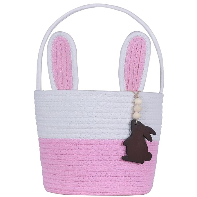 Easter Basket, Empty Easter Baskets Essentials for Kids Boys Girls with Bunny Tag Egg Basket Eate... | Amazon (US)