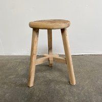 Round Elm Wood Stool Side Table | Etsy (US)