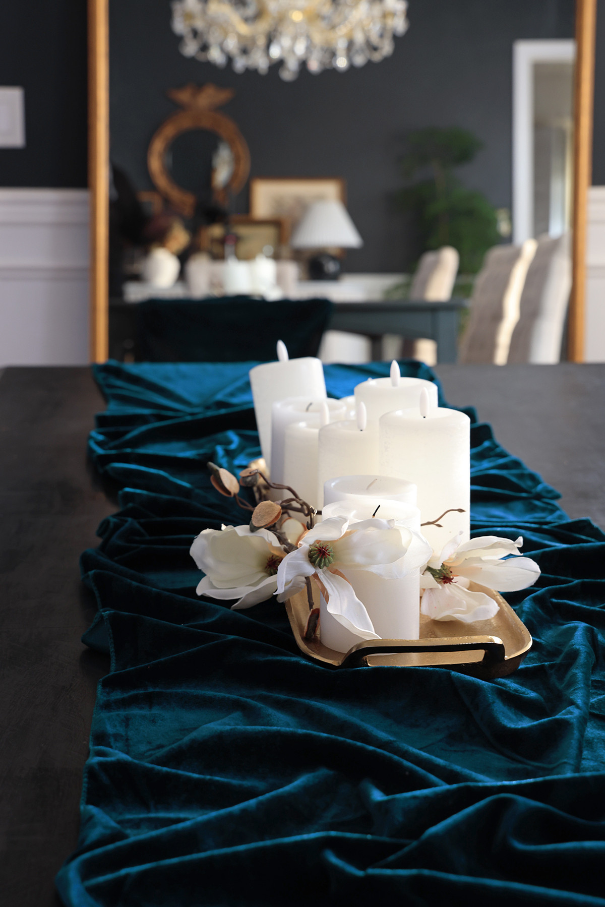 Create a simple tablescape | Velvet table runner with candles 

 #LTKHome