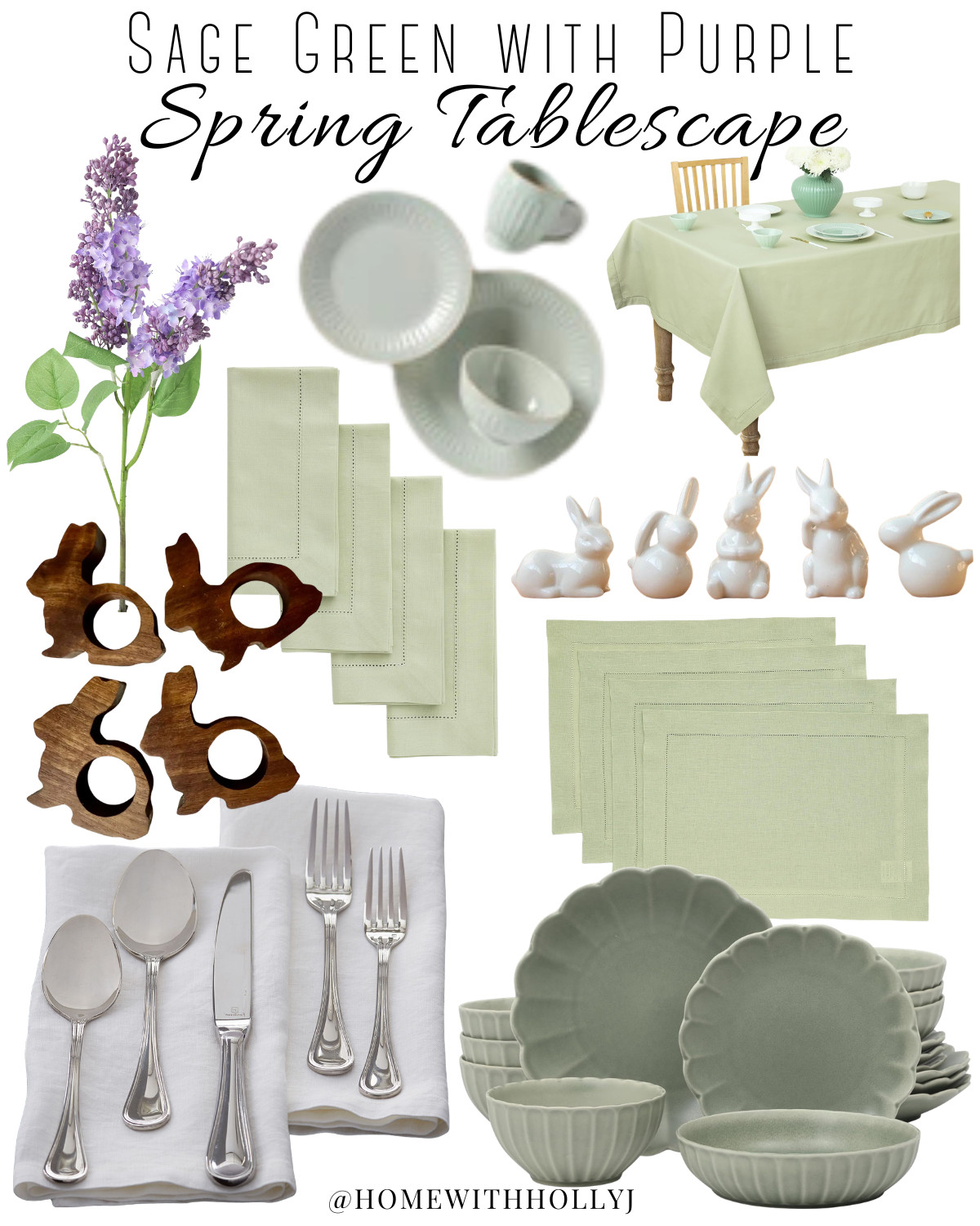 Fresh spring table refresh 🌿💜
Sage green + soft purple is the color combo for 2026 — clean, elevated, and perfect for Easter hosting, brunch tables, or everyday luxury dining.

Think textured linens, scalloped dinnerware, and the cutest bunny accents for a subtle seasonal touch 🐰✨

Tap to shop my full spring tablescape + hosting essentials before they sell out 🤍

#LTKHome #LTKSpring #LTKSeasonal #SpringDecor #TablescapeInspo #EasterDecor #HostessStyle #HomeDecorFinds #NeutralDecor #ModernTraditional  #AmazonHome #DiningRoomDecor #EntertainingAtHome #HomeStyling #SpringHosting #LTKSaleAlert #HomeWithHollyJ #ShopHollyJHome 

 #LTKfoodie #LTKSeasonal #LTKHome