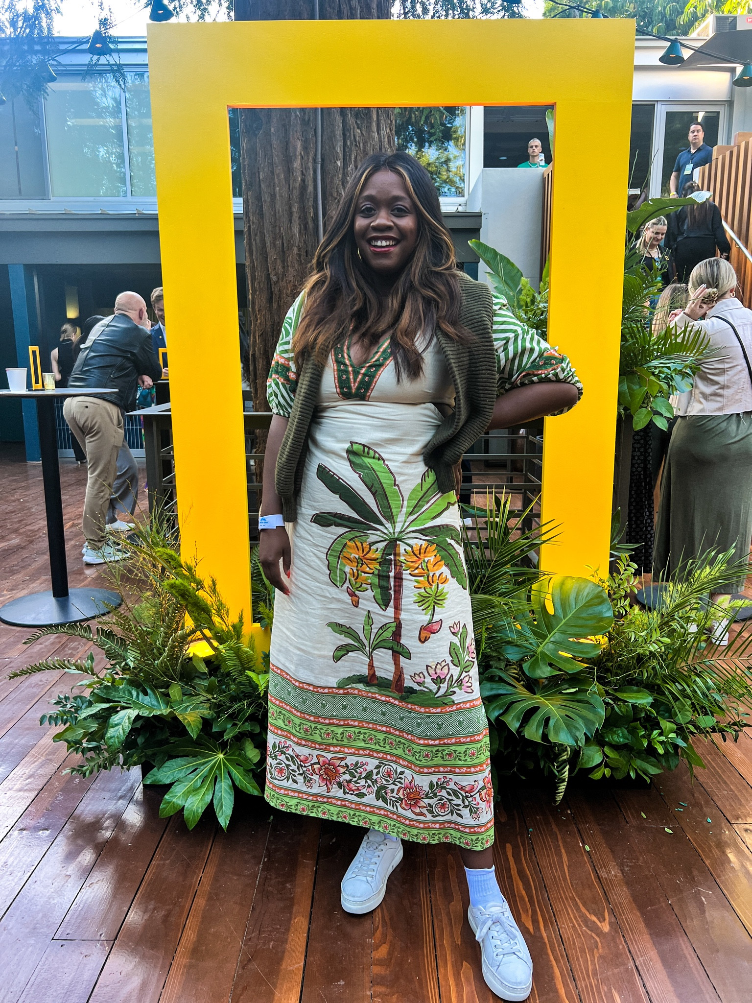 Palm print dress for Earth Day! Wearing a medium. / Linen midi dress / farm Rio outfit idea

#LTKSeasonal #LTKmidsize #LTKstyletip