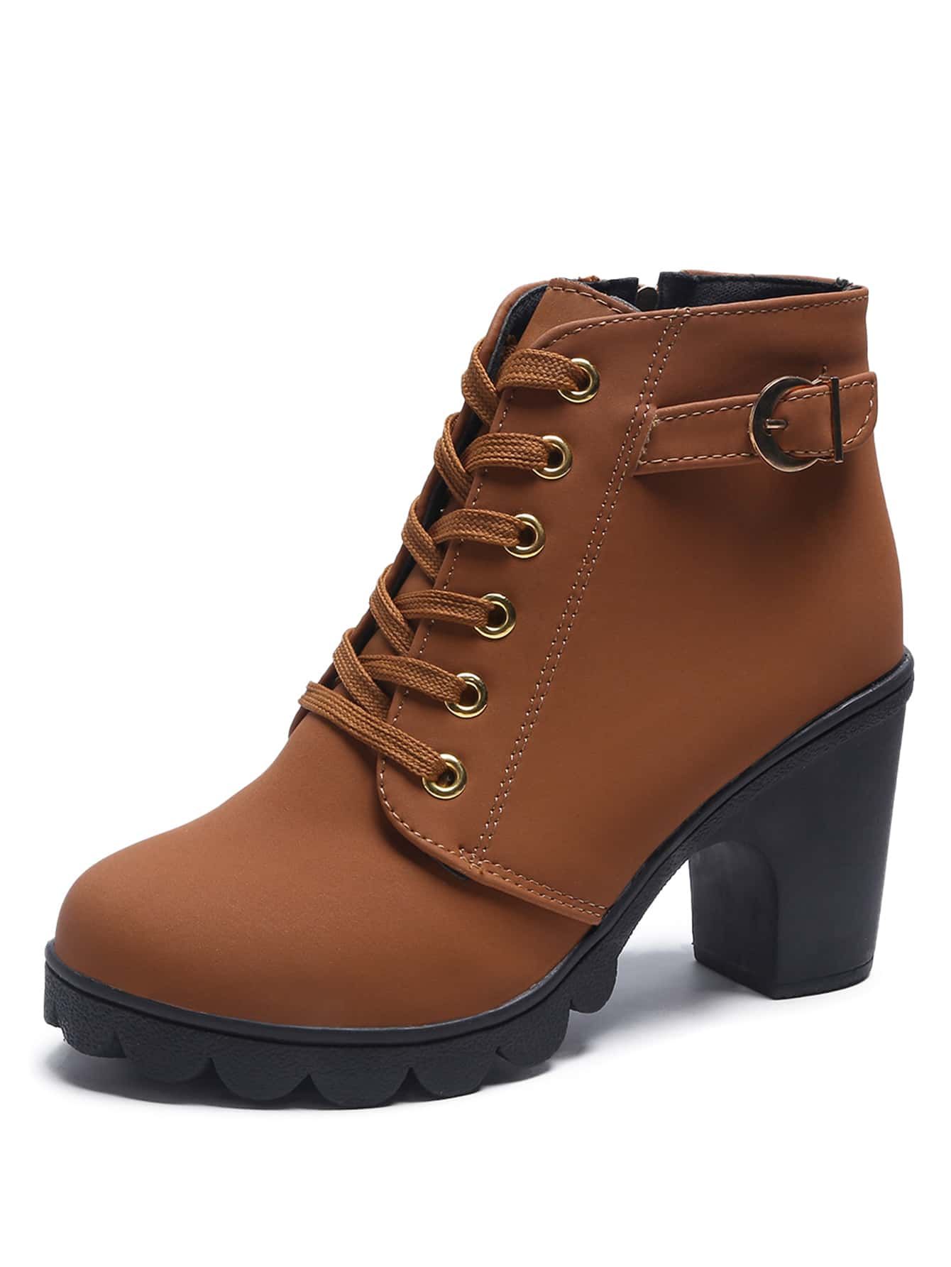Buckle Decor Chunky Heeled Boots | SHEIN