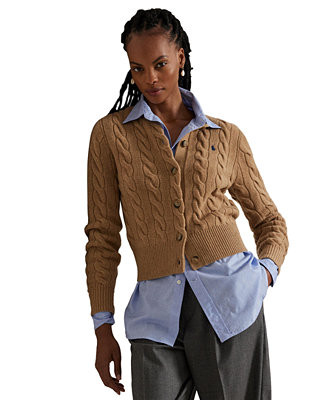 Women's Cable-Knit Wool-Cashmere Cardigan Sweater | Macy's