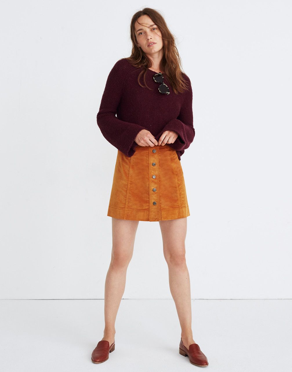 Velveteen A-Line Mini Skirt: Button-Front Edition | Madewell