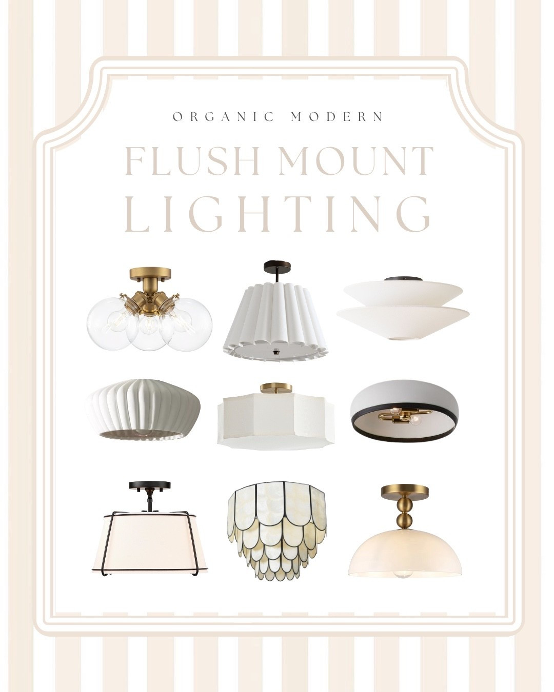 Round up of affordable organic modern style flush mount + semi flush mount light fixtures I found for a friend!💡✨ 

Looking for the perfect organic modern flush mount lighting to elevate your home? These designer-inspired lights blend natural textures, soft neutral tones, and minimalist silhouettes for a clean yet cozy look. From brass fixtures and pleated shades to capiz shell and linen details, these timeless lighting ideas work beautifully in entryways, bedrooms, and hallways. Tap to shop modern coastal and organic modern lighting finds — perfect for your designer look for less home!

Way Day Sale, Wayfair Lighting, Designer Look for Less Light Fixtures

#LTKStyleTip #LTKHome #LTKSaleAlert