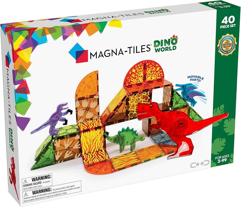 MAGNA-TILES Dino World 40-Piece Magnetic Construction Set, The ORIGINAL Magnetic Building Brand | Amazon (US)