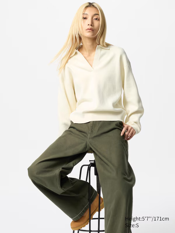 Smooth Cotton Relaxed Polo Jumper | UNIQLO (UK)