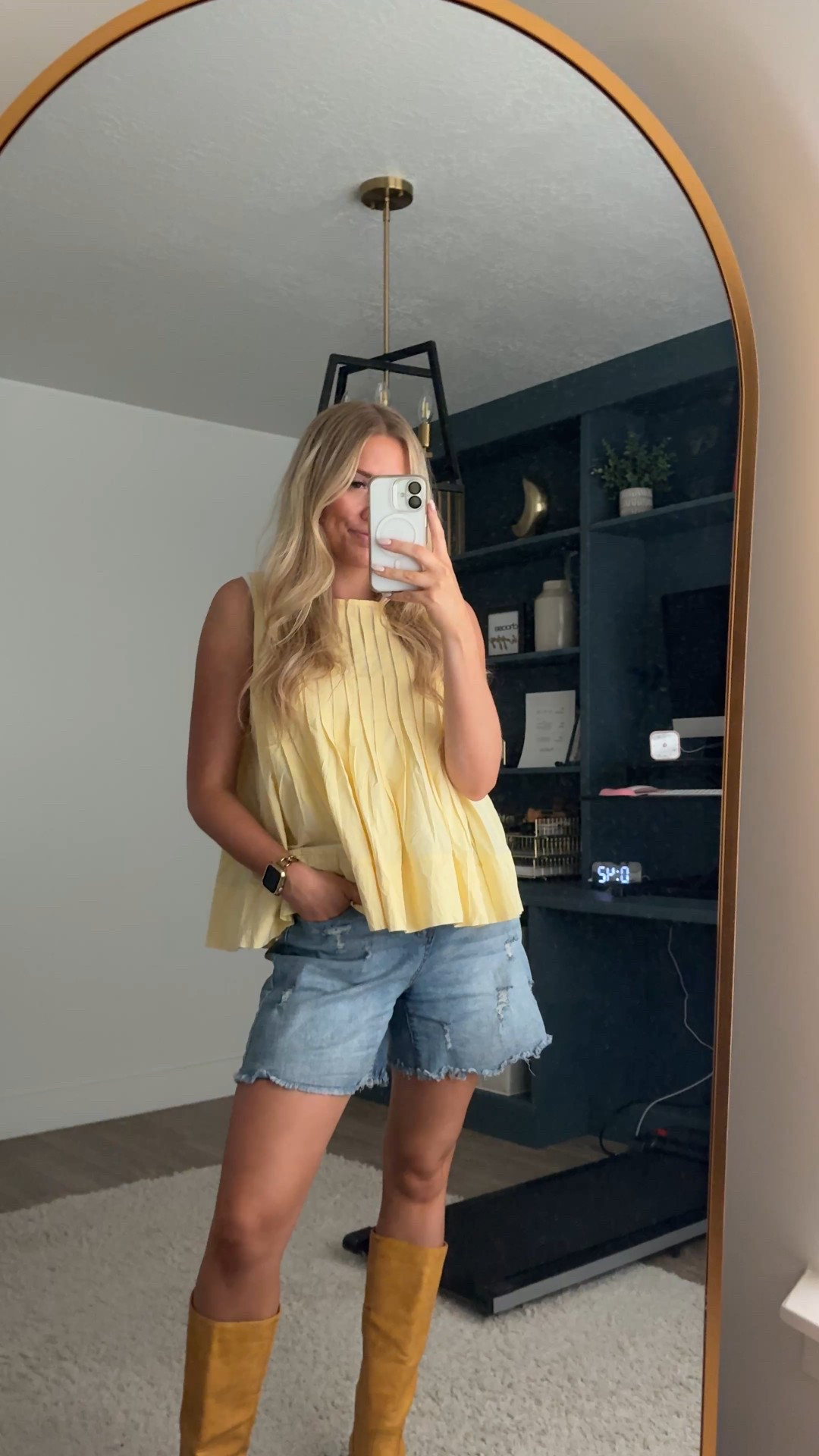 teddy swims concert outfit! 
yellow top: wearing usual M
Jean shorts: size duo one to L for oversized fit but true to size 
boots look just like Frye campus boots but cost way less: sized up half

| concert outfit | summer outfit | fall outfit | fall boots | women’s boots | bump friendly outfit 

#LTKShoeCrush #LTKSeasonal 

#LTKBump