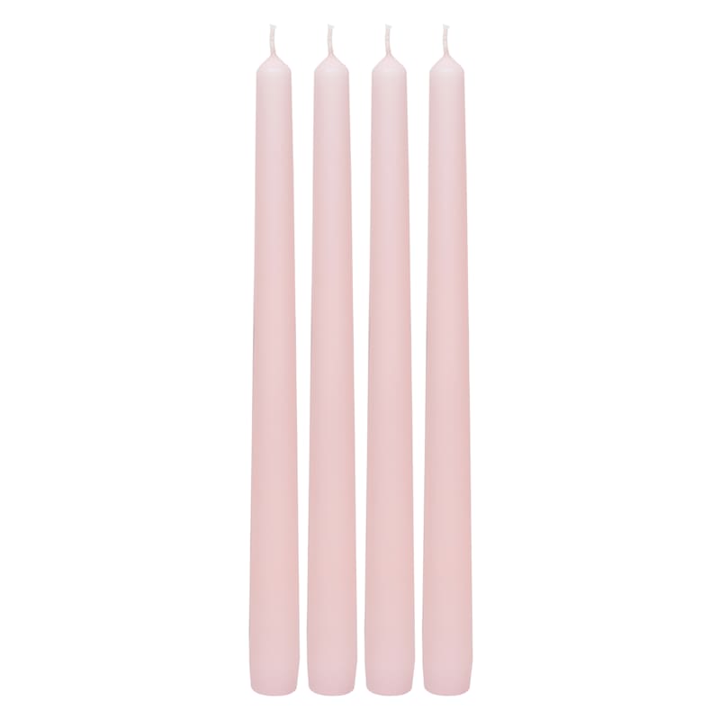 4-Pack Light Pink Unscented Overdip Taper Candles, 10" | At Home
