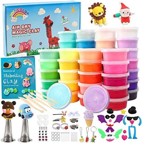 HOLICOLOR 50 Colors Air Dry Clay Magic Clay for Kids Includes Extra 1 White and 1 Black Kids Arts... | Amazon (US)