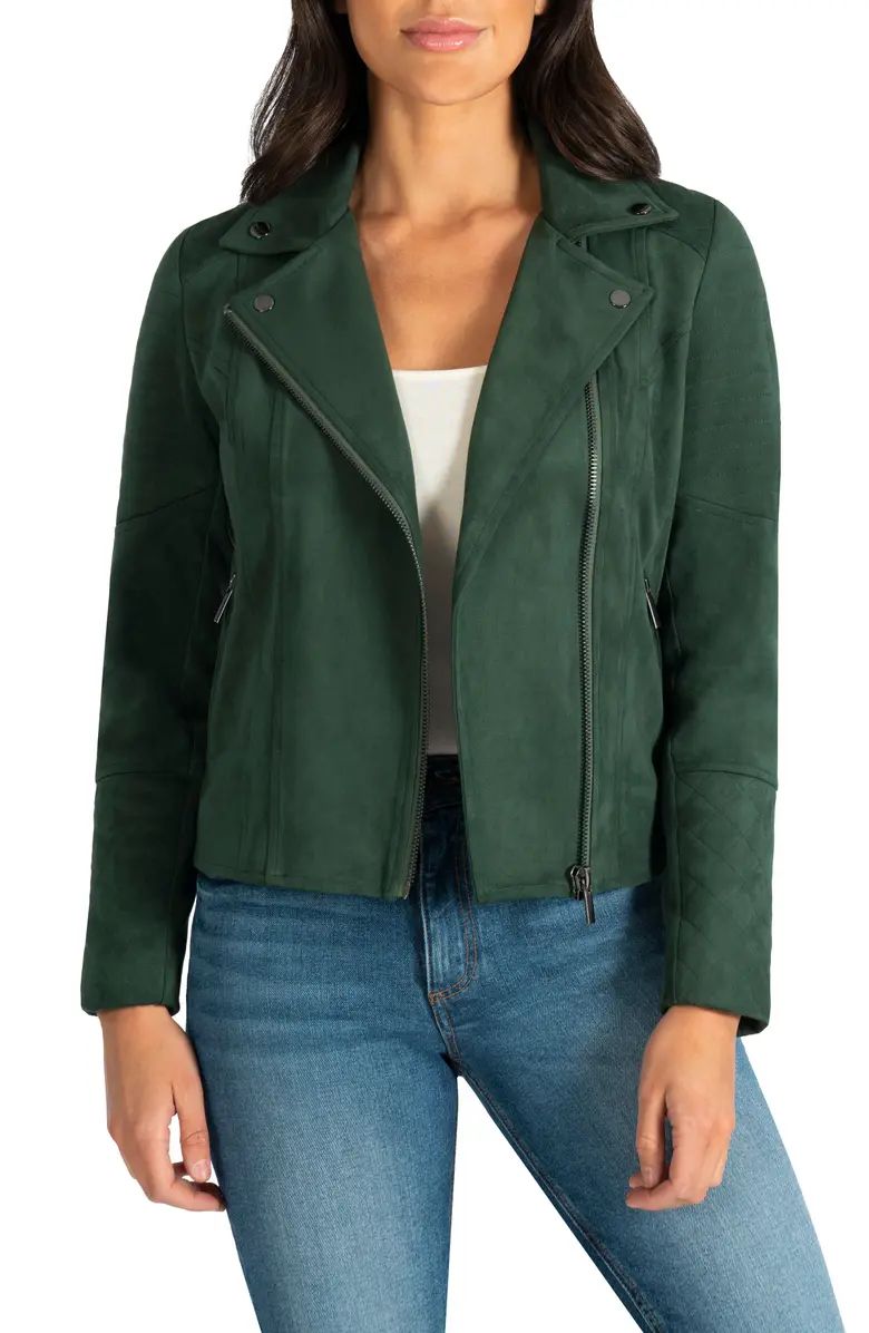 Quilted Panel Faux Suede Moto Jacket | Nordstrom