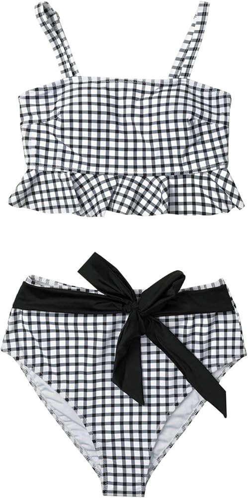 Women's Black White Gingham Swimsuit Ruffles Two Pieces Bikini Set | Amazon (US)