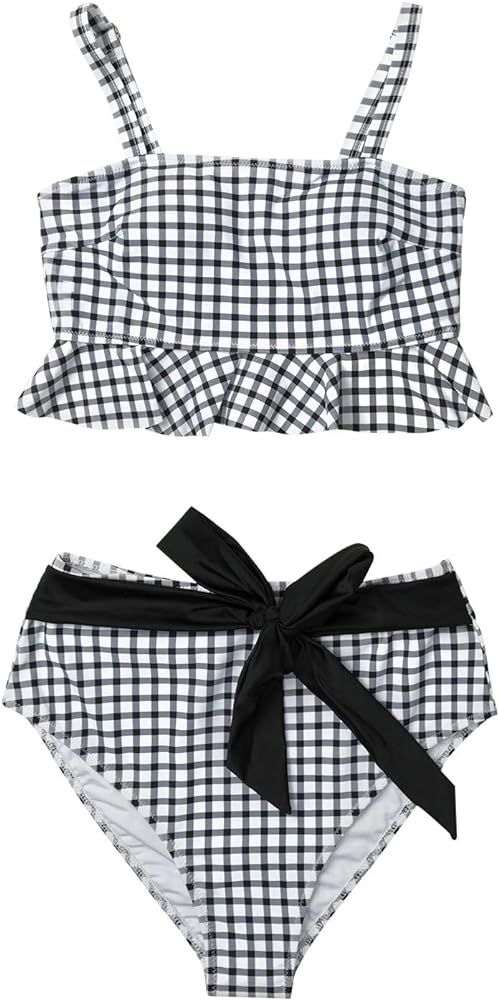 Women's Black White Gingham Swimsuit Ruffles Two Pieces Bikini Set | Amazon (US)