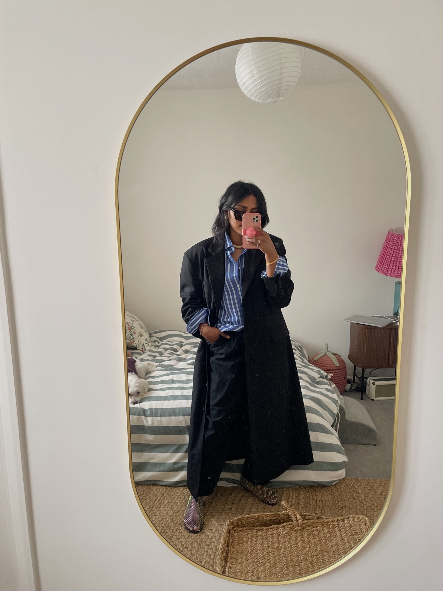 OOTD 
Striped shirt 
Work outfit 
With nothing underneath shirt 
Ysl sunglasses 
Mesh shoes 

#LTKworkwear #LTKstyletip #LTKshoecrush