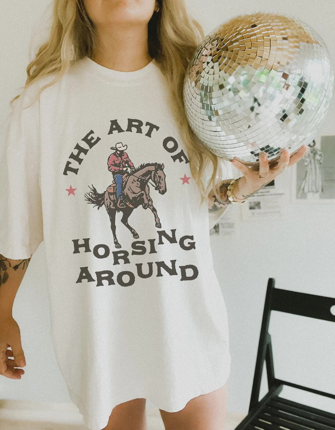 Horsing Around Western Graphic Tee Vintage Inspired Cowboy Shirt Rodeo Trendy Oversized T-shirt f... | Etsy (US)