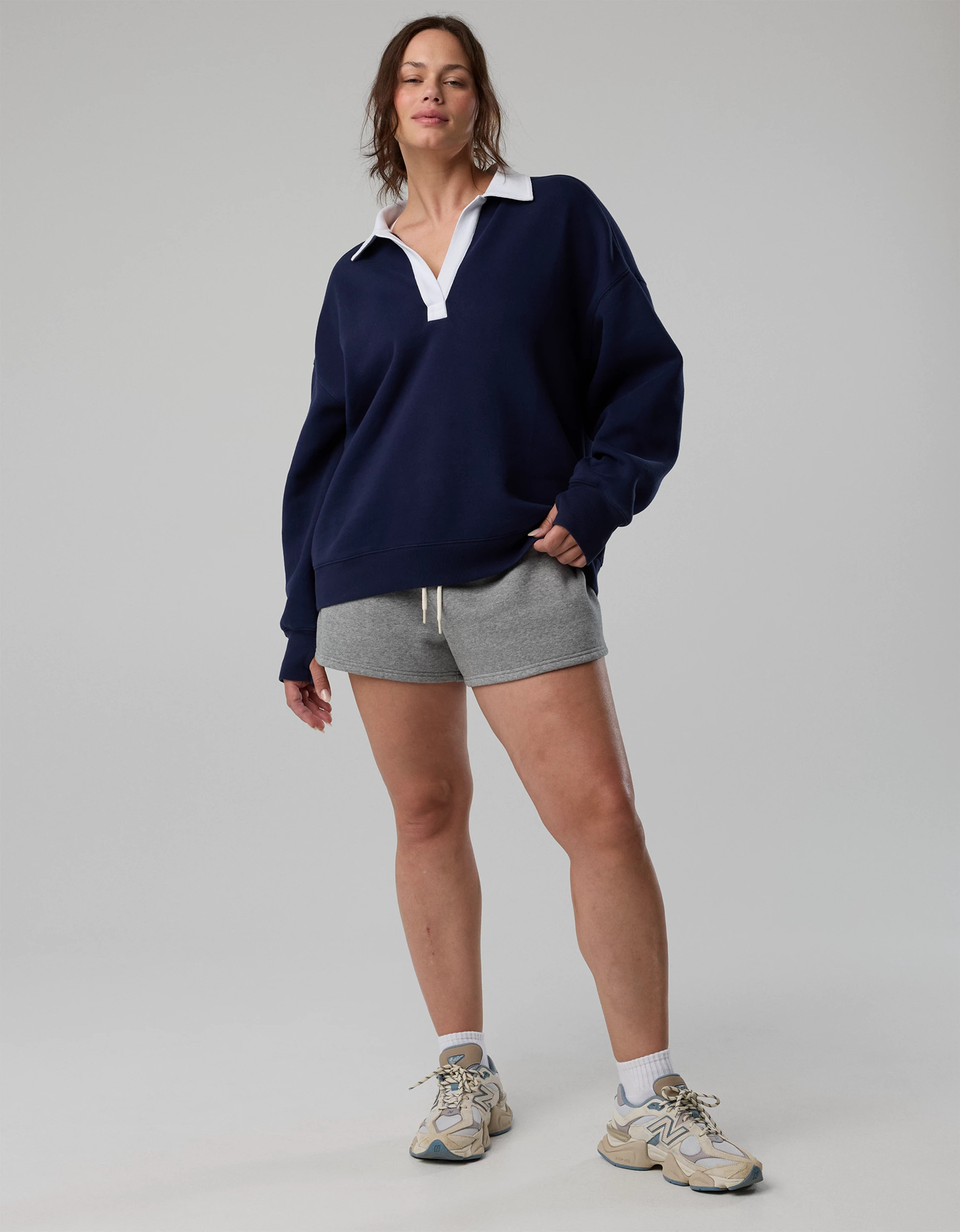 OFFLINE By Aerie Cloud Fleece Polo Sweatshirt | Aerie