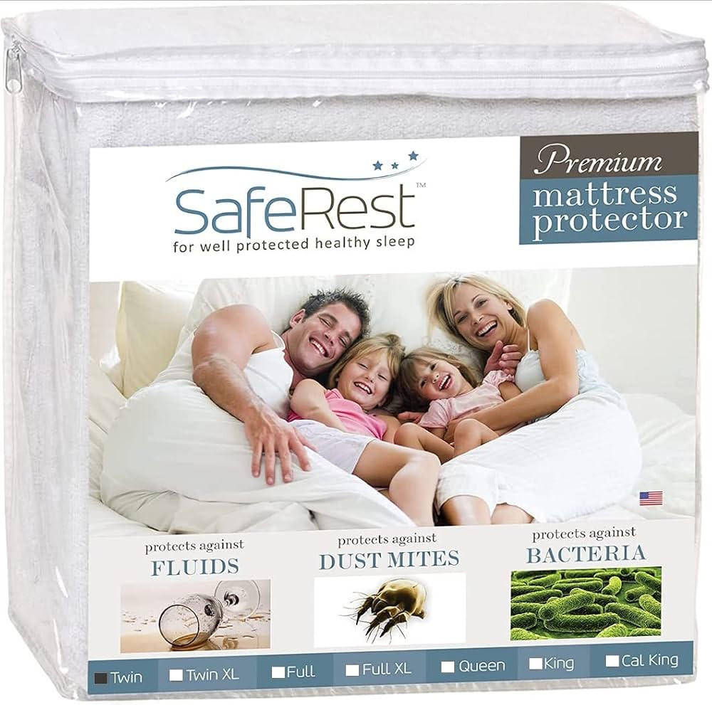 SafeRest Twin Mattress Protector - Fitted Mattress Pad Cover - Bedding Essentials for College Dor... | Amazon (US)