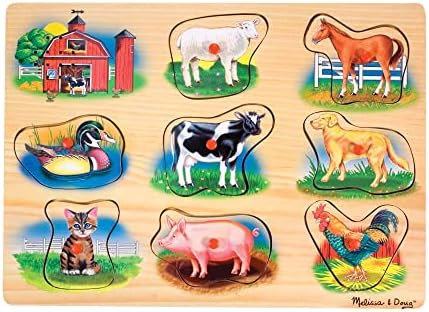 Melissa & Doug Farm Sound Puzzle - Wooden Peg Puzzle With Sound Effects (8 pcs) | Amazon (US)