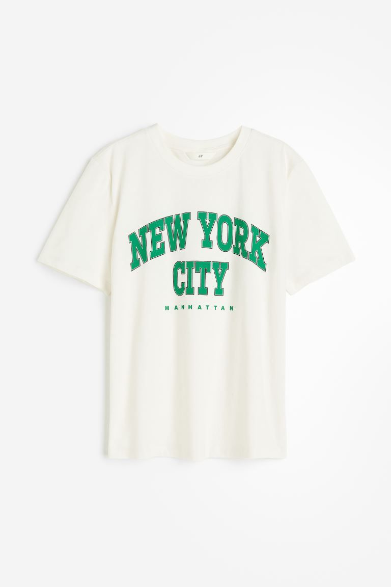 Printed T-shirt - White/New York City - Ladies | H&M US | H&M (US + CA)